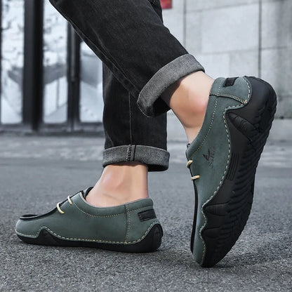 New Autumn Handmade Leather Casual Men Shoes Design Fashion Sneakers Man Loafers Breathable Low Top Flat Shoes Driving