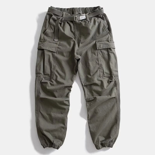 Male Breathable Cotton Pants Men's Summer Large Size Pocket Loose Fashion Casual Work Pants Solid Color Fitness Cargo Trouser