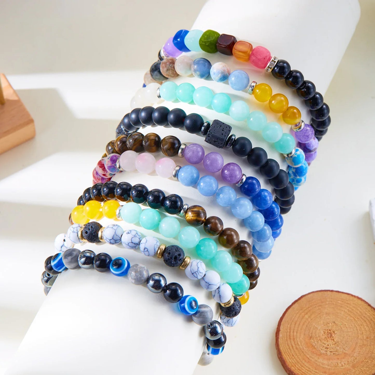 Bring Good Luck and Attract Wealth Natural Stone Bracelet Energy Meditation Bracelet Friendship Jewelry Gift Stretch Bracelet