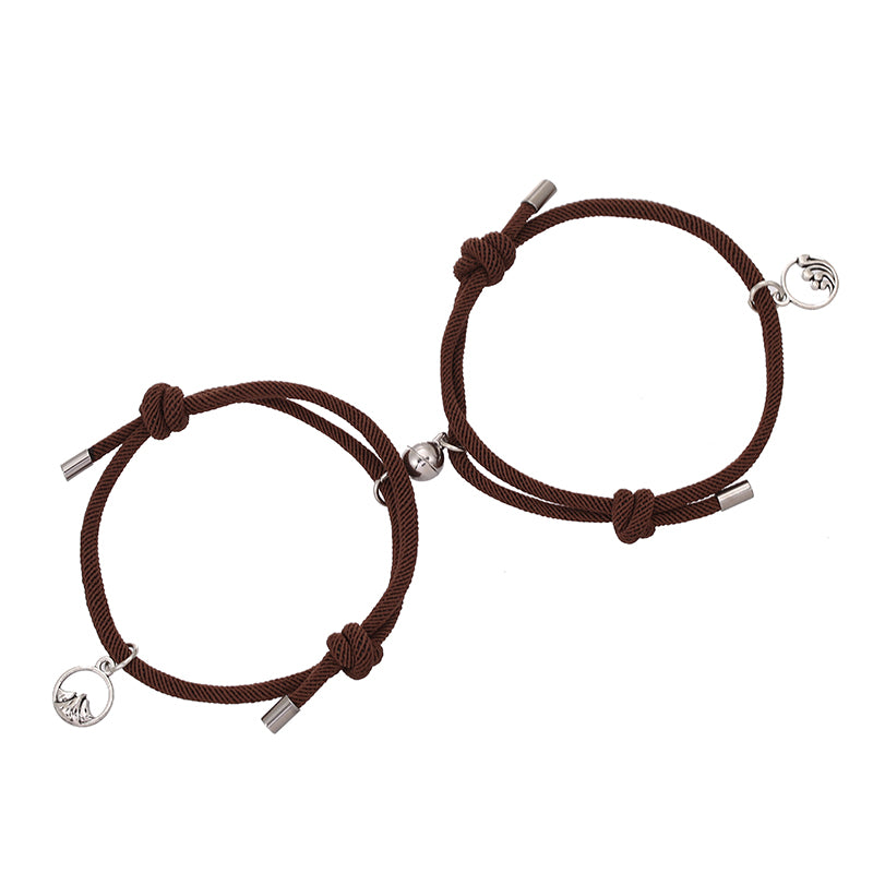 Sea Mountain Bracelet Couple Stainless Steel Magnetic Gift Handmade Adjustable Forever Love Relationship Bracelet Friends