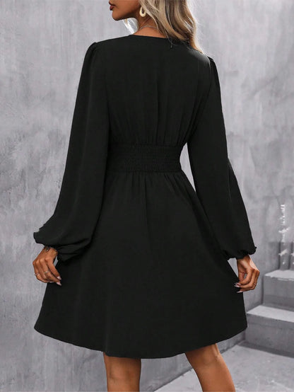 2025 Asymmetric Neck Lantern Sleeve Dress Women Winter Knit Dress with Waist Shirring Bodycon Long Maxi Dress