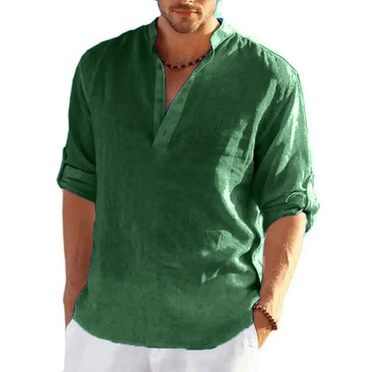 Autumn Men's Long Sleeve Tshirts Solid Color Loose Casual Tops Breathable Lightweight Shirt Men Cotton Mens Designer Streetwear