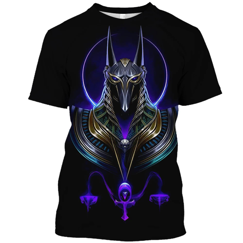 Summer Retro Style T Shirt For Men Fashion Egyptian Pharaoh Print Short Sleeve Tee Shirts Quick Dry Men's Crew Neck Loose Tops