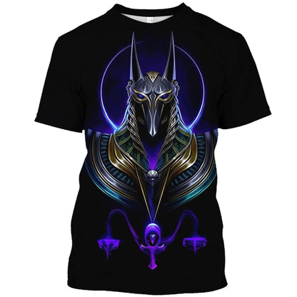 Summer Retro Style T Shirt For Men Fashion Egyptian Pharaoh Print Short Sleeve Tee Shirts Quick Dry Men's Crew Neck Loose Tops