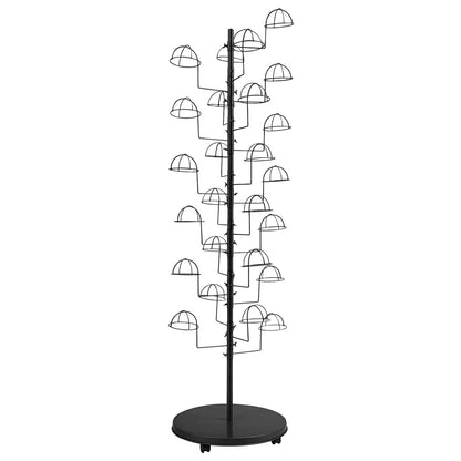 Metal Hat Display Stand Hat Storage Stand Black Freestanding Hat Rack w/25 Hooks