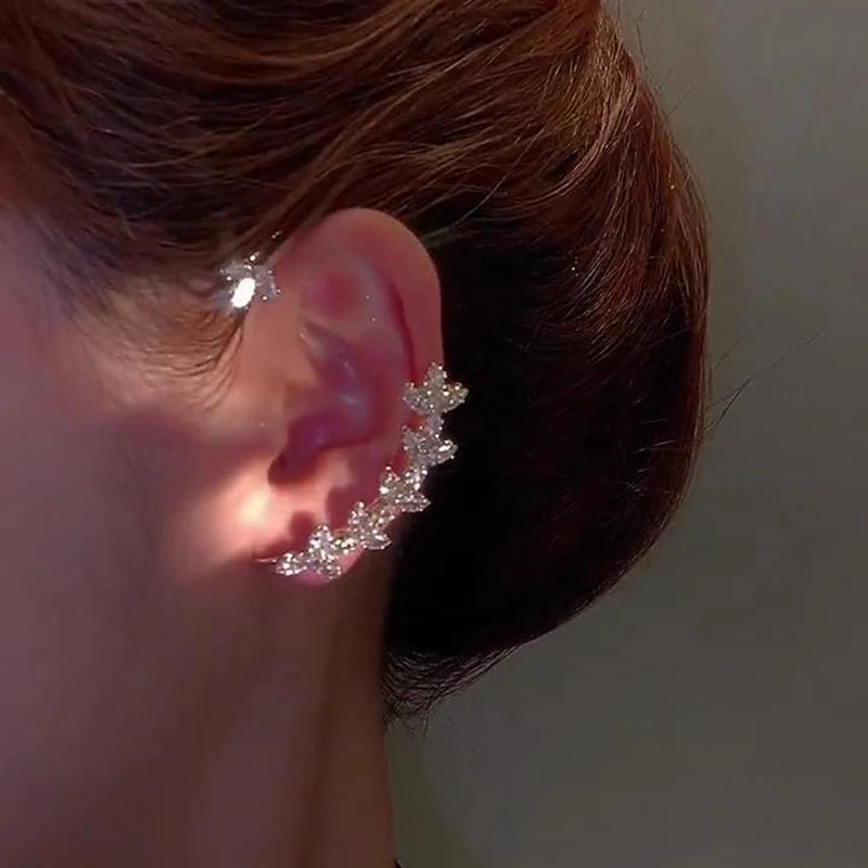 New Vintage Statement Gray Crystal Leaf Earrings for Women Fashion Unique Accessories Party Jewelry Birthday Anniversary Gifts