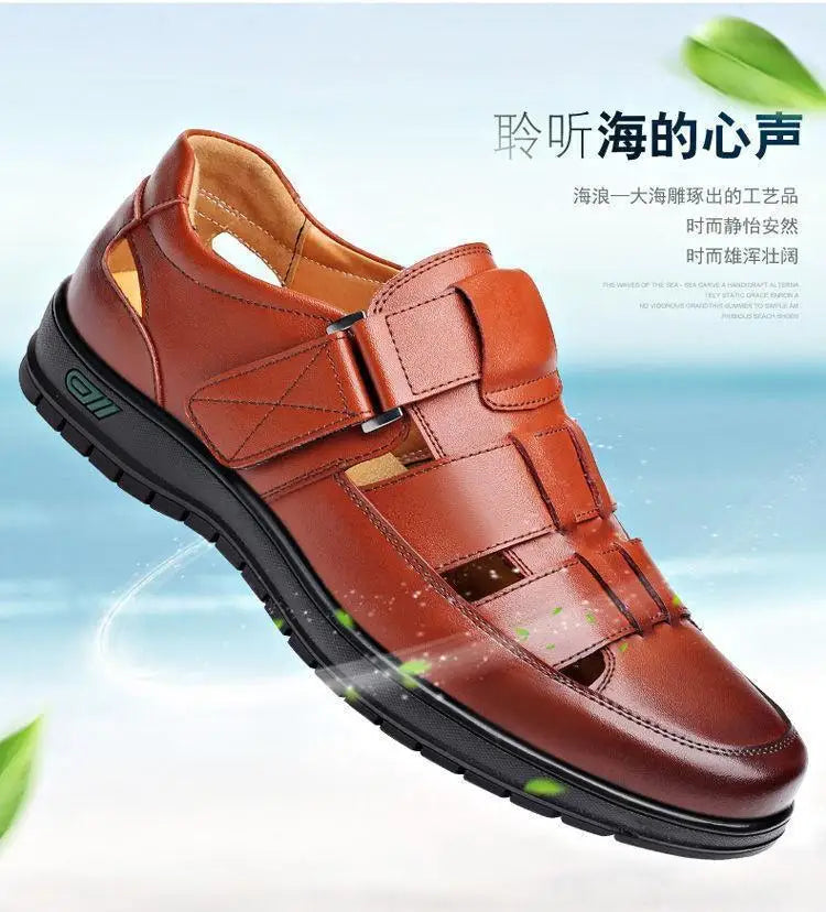 2026 Men Leather Shoes Business Casual Forma Wear High Heels Soft Sole Non-Slip Summer Sandals Black Leather Shoes Luxury Shoes