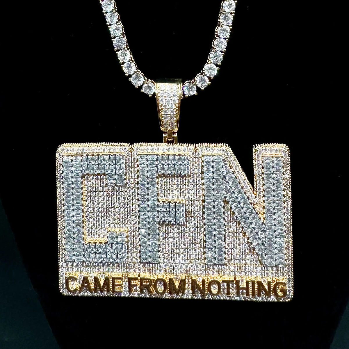 Aokaishen Pendant Iced Out Necklace for Men Came From Nothing Charms Bling Hip Hop Jewelry 2023 Trending