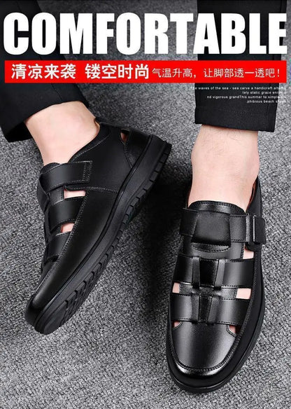 2026 Men Leather Shoes Business Casual Forma Wear High Heels Soft Sole Non-Slip Summer Sandals Black Leather Shoes Luxury Shoes