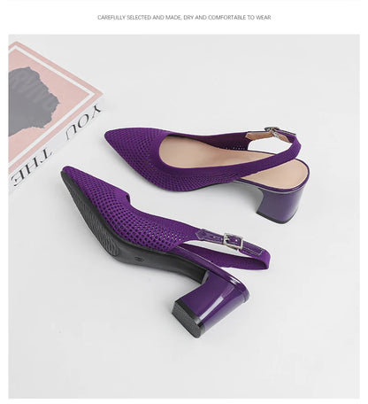 Summer Women's High Heel Sandals Knitted Small Hole Breathable Shoes 2025 New Style (6cm High)