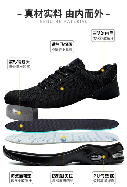 New Styles Men Safety Boots with Steel Toe Cap Anti-smash Work Sneakers Safety Shoes Men Indestructible Work Boots Hiking Shoes