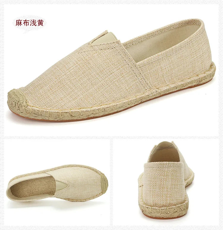 2026 Summer Autumn Men Canvas Shoes Breathable Men's Casual Shoes Slip-On Hemp Shoes Graffiti Espadrilles Women Footwear Flats