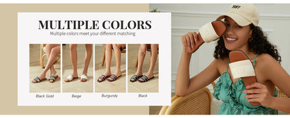 Summer Women Letter Flat Sandals Casual Comfortable Slip Slide 2024 Fashion Vintage Slippers Shoes Classic New