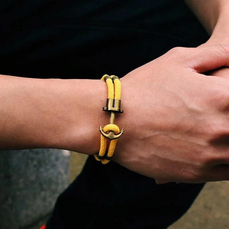 New Men Bracelet Rope Bronze Bilayer Easy Hook Nautical Braclet Gift For Him Beach Surfer Jewelry Accessories Pulsera Hombre