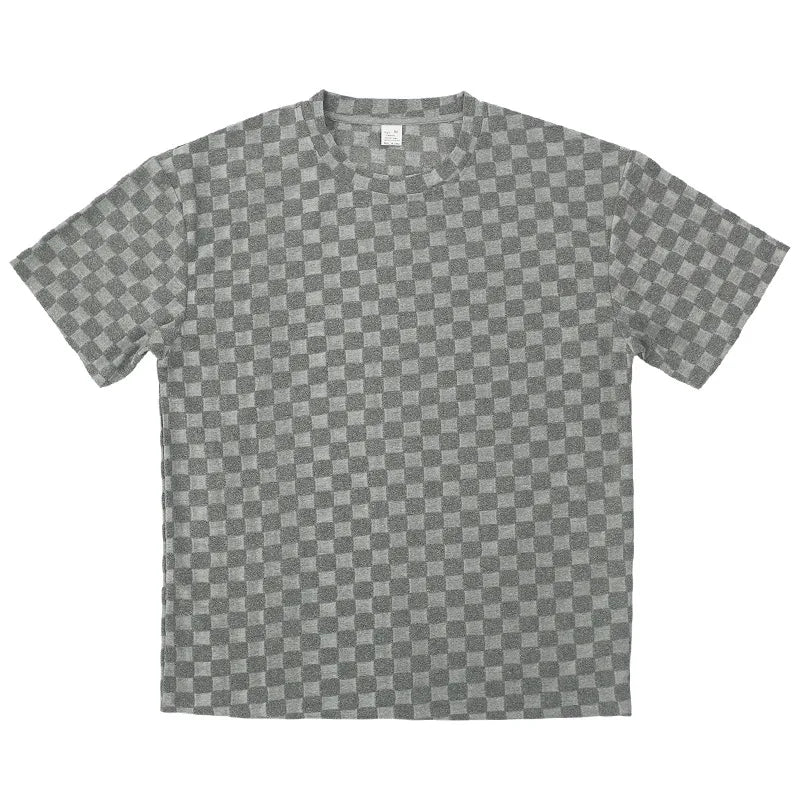 Men's Summer Checkered Loose Two-piece Sports Leisure Suit Short Sleeve T-shirt Shorts Casual Suit Plus Size Fashion Men's Suit