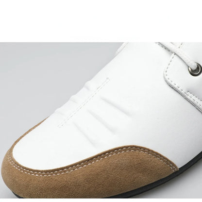 Flat Men Shoes Leisure Leather Shoes for Men White Footwear 2025 Summer Trend Breathable Soft Casual Sneakers British Peas Shoes