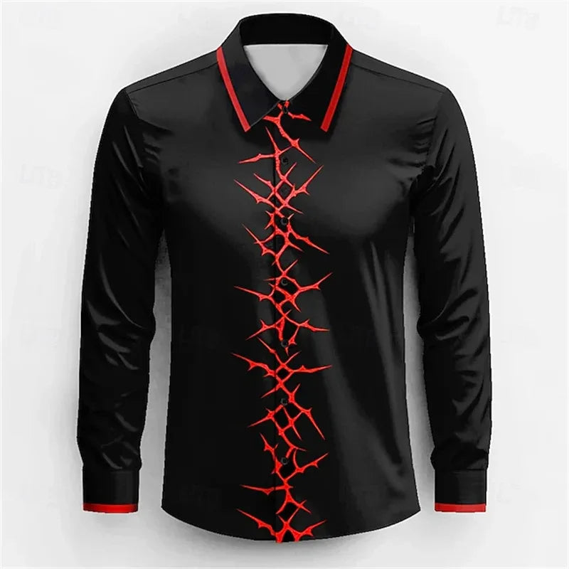 2026 Men's Long Sleeve Shirt Casual Fashion Street Men's Shirts Party Event Lapel Single Breasted Long Sleeve Tops Mens Clothing