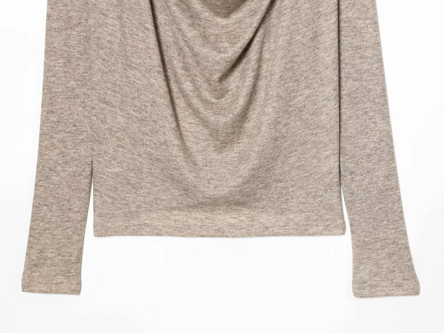 BSAY Knitted T-shirt Women Fashion Autumn Winter Tee Pullover Top Chic Female Long Sleeved draped neckline T-Shirts Mjuer