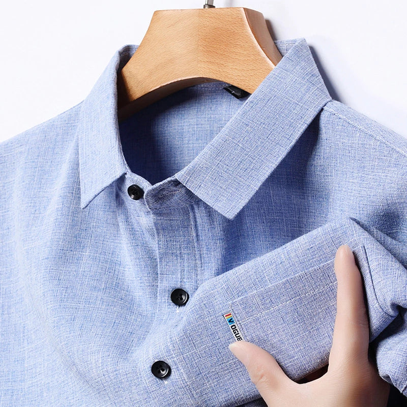 New Men's Business Casual Short Sleeved Printed Shirt with Wrinkle Resistance No Ironing Comfortable All Season Versatile Top