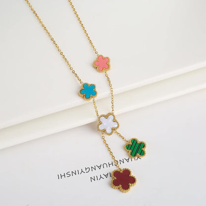 Hot Sale Stainless Steel Laser Five Leaf Flower Petal Adjustable Clover Bracelet Classic for Woman Girl Brand Jewelry Party Gift