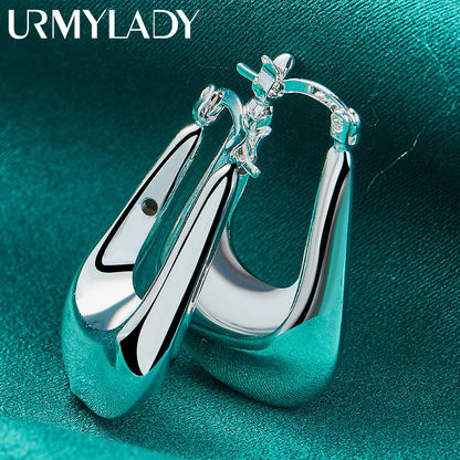URMYLADY 925 Sterling Silver Battleax Earrings For Women Fashion Wedding Engagement Charm Jewelry