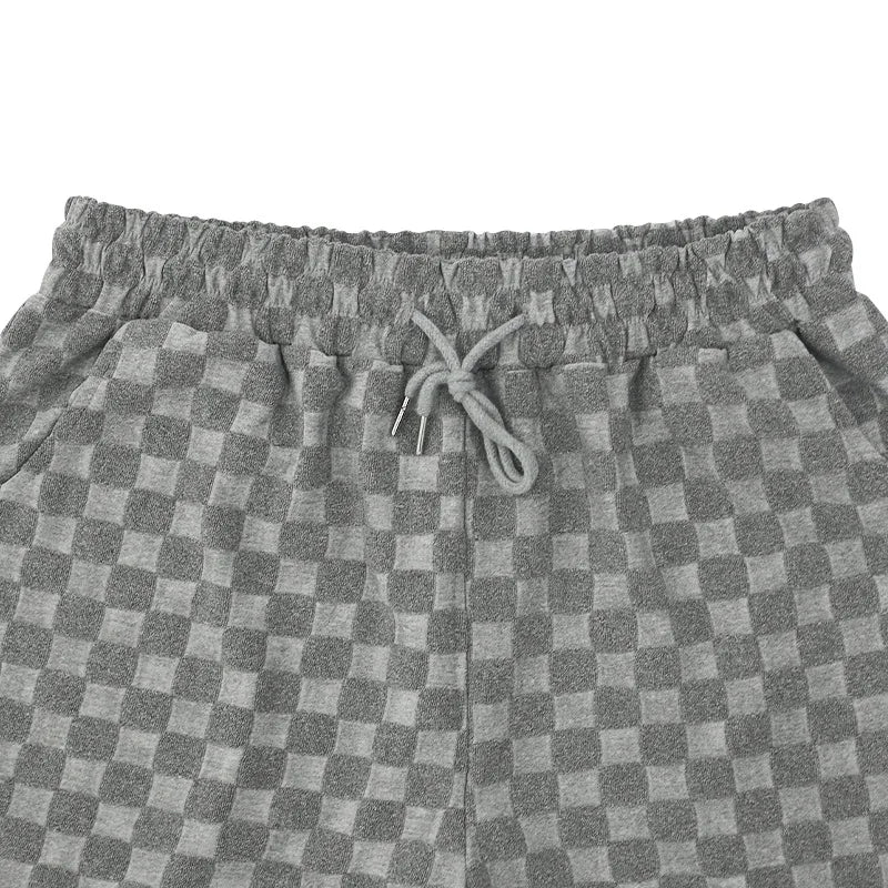 Men's Summer Checkered Loose Two-piece Sports Leisure Suit Short Sleeve T-shirt Shorts Casual Suit Plus Size Fashion Men's Suit