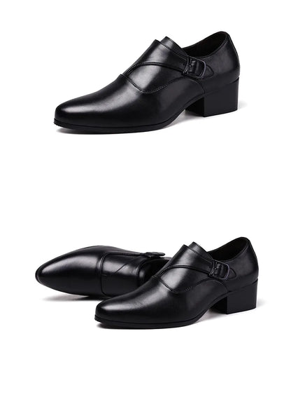 Leather Men Dress Shoes High Heel British Mens Elevator Business Shoes Wedding Party Male Oxford Footwear Increasing 6/8cm