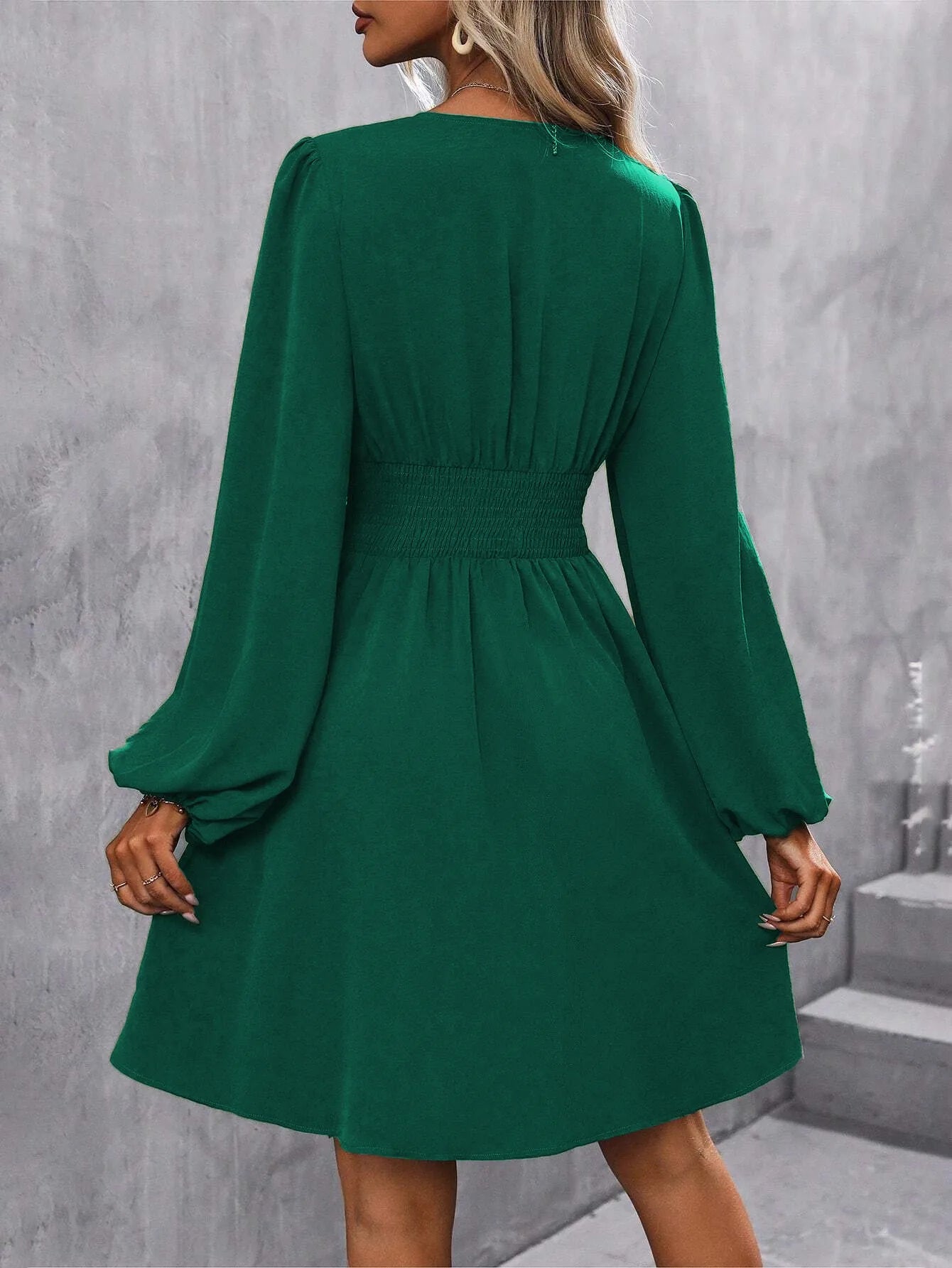 2025 Asymmetric Neck Lantern Sleeve Dress Women Winter Knit Dress with Waist Shirring Bodycon Long Maxi Dress