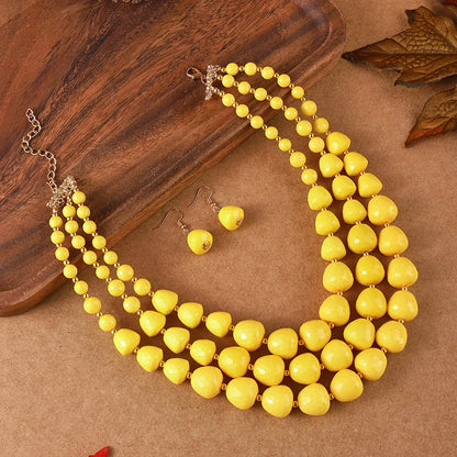 Three Layer Necklace Jewelry Set Party Wedding Bib Beads Necklace Earrings For Women Choker African Necklace Earrings Sets