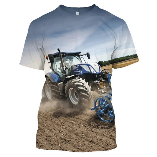 Classic Agricultural Car Harvester Men'S T-Shirt 3d Printed Short Sleeve High-Quality Fashion Street O-Collar Large Size Shirt