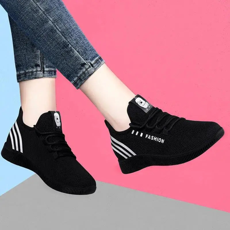 2025 Women's Vulcanized Shoes Breathable Female Shoes Fashion Air Vulcanized Shoes Mesh Womens Casual Sneakers Zapatos De Mujer