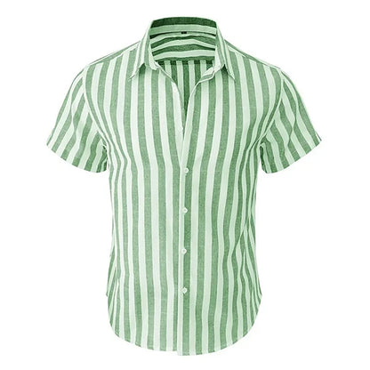 Alternating Striped Men's Shirts Summer Minimalist Shirts Beach Casual Style Short Sleeved Shirt Men's Hawaii Vacation Shirt