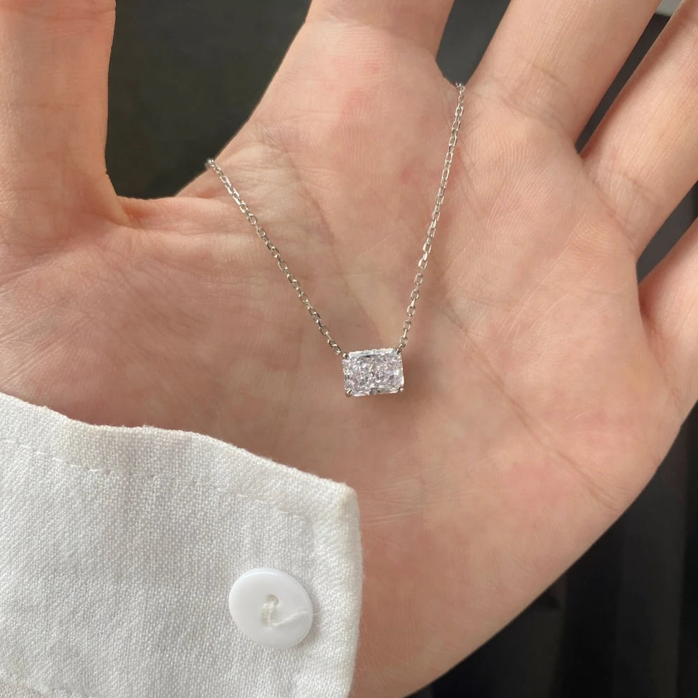 Vinregem Sparkling Crushed Ice Cut Lab Created Sapphire Gems Pendant Necklaces 100% 925 Sterling Silver Fine Jewelry Wholesale