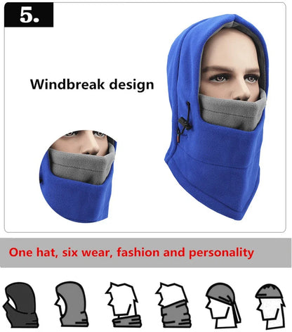 Winter Fleece Windproof Balaclava Motorcycle Hood Full Face Mask Cap Neck Warmer Thermal Beanie Hat Bike Cycling Ski Hiking