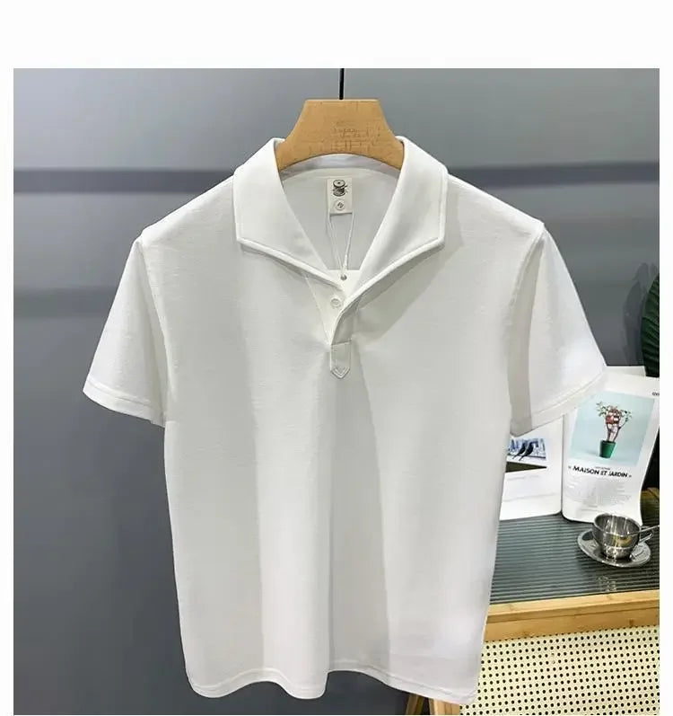 Men's Clothing Comfortable Casual Solid Color Orange Polo Shirt Short Sleeve T-Shirt Summer Loose Fit Collared Trendy Everyday