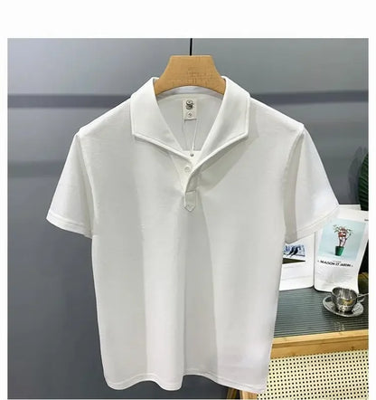 Men's Clothing Comfortable Casual Solid Color Orange Polo Shirt Short Sleeve T-Shirt Summer Loose Fit Collared Trendy Everyday