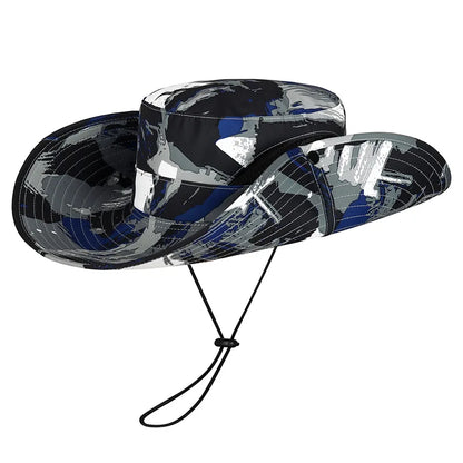Stylish Camo Wide Brim Sun Hat for Women Outdoor Fishing Hiking Camping Climbing Safari Hat with Adjustable Chin Strap