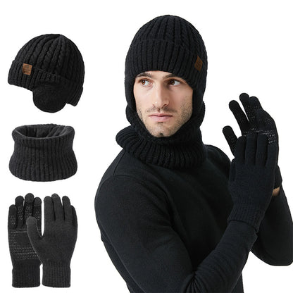 Winter Hat Glove Scarf Sets Knit Slouchy Beanie Hat Neck Warmer Screen-Touch Texting Gloves for Snow Cold Weather
