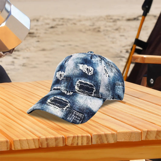 Men Women Vintage Sun Visor Cap Adjustable Denim Baseball Hat for Outdoor Sports and Casual Wear Daily