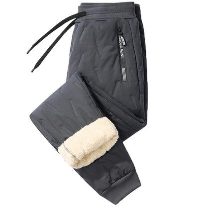 Winter Men Fleece Sweatpants Pant with Zipper Pockets Winter Warm Fleece Pants Casual Slim Sweatpants Pants Waterproof Thermal
