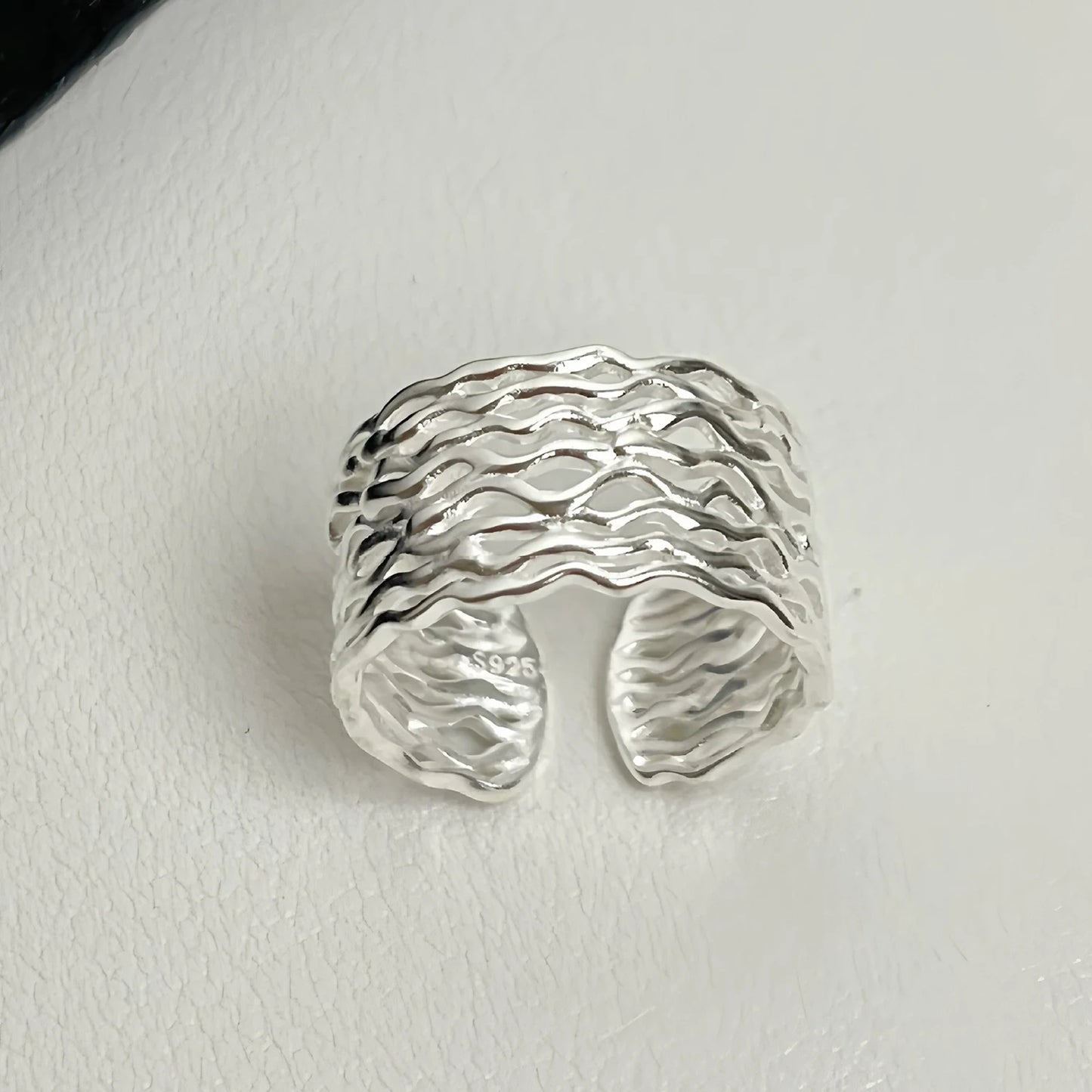 Sam Panda 925 Sterling Silver Rings For Women Men Fine Jewelry Finger Adjustable Open Vintage Chain Ring For Party Birthday Gift