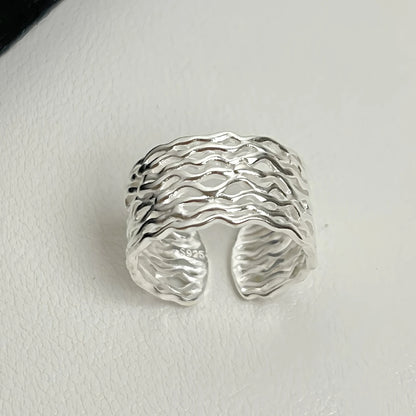 Sam Panda 925 Sterling Silver Rings For Women Men Fine Jewelry Finger Adjustable Open Vintage Chain Ring For Party Birthday Gift