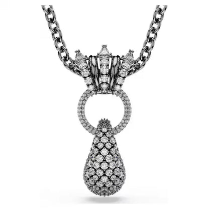 Original 2026 New Black Crystal Geometry Necklace Fine Jewelry Set Open Ring Necklace Earring Charms Black Jewelry for Women