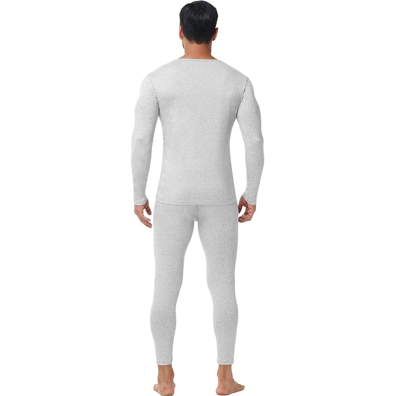 Winter Autumn Men Thermal Underwear Set Warm Long Johns Round Neck Long Sleeve Top Breathable Base Layer Soft Compression Bottom