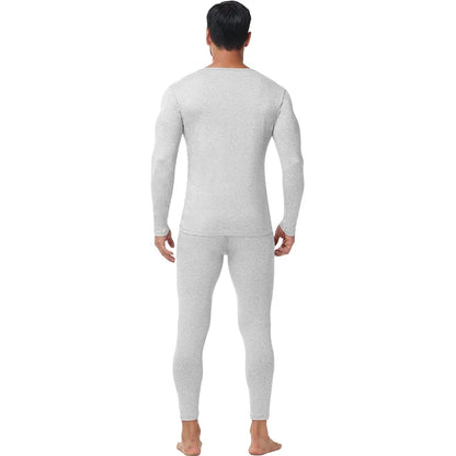 Winter Autumn Men Thermal Underwear Set Warm Long Johns Round Neck Long Sleeve Top Breathable Base Layer Soft Compression Bottom