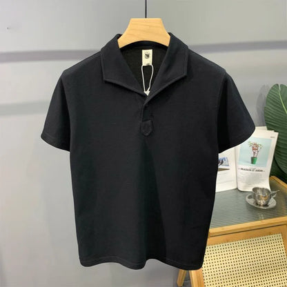 Men's Clothing Comfortable Casual Solid Color Orange Polo Shirt Short Sleeve T-Shirt Summer Loose Fit Collared Trendy Everyday