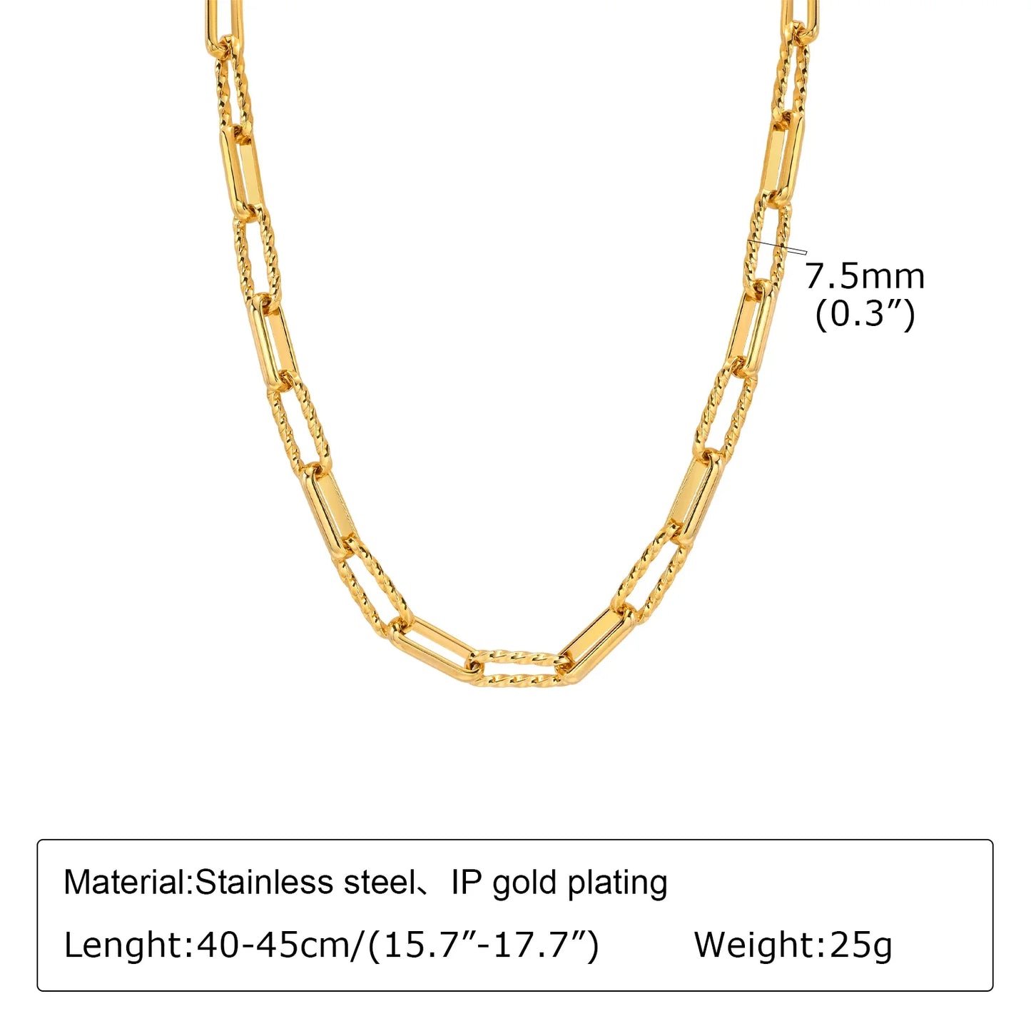 Women Stainless Steel Chain Bracelet,18K Gold Plated Twist Paperclip Adjustable Link Bracelet,Chunky Stackable Layered Jewelry
