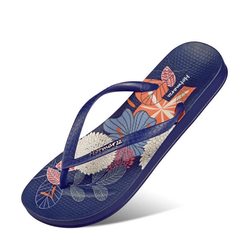 Printing Slippers Women's Flip Flops Herringbone Slipper Clip Foot Beach Slides Soft Sole Platform Flip Flops Non Slip Slippers