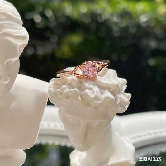 S925 Sterling Silver Classic Reina Single Diamond Saturn Ring for Women's Minimalist Wedding