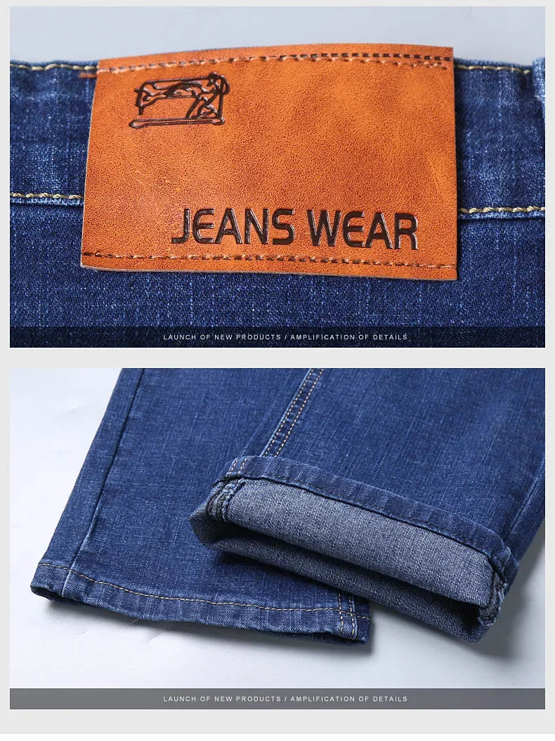 Autumn new men's micro elastic straight leg denim pants with shape and skin friendly business men's pants in multiple sizes